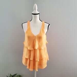 Rafaella Women's Orange Sleeveless Tiered Top S